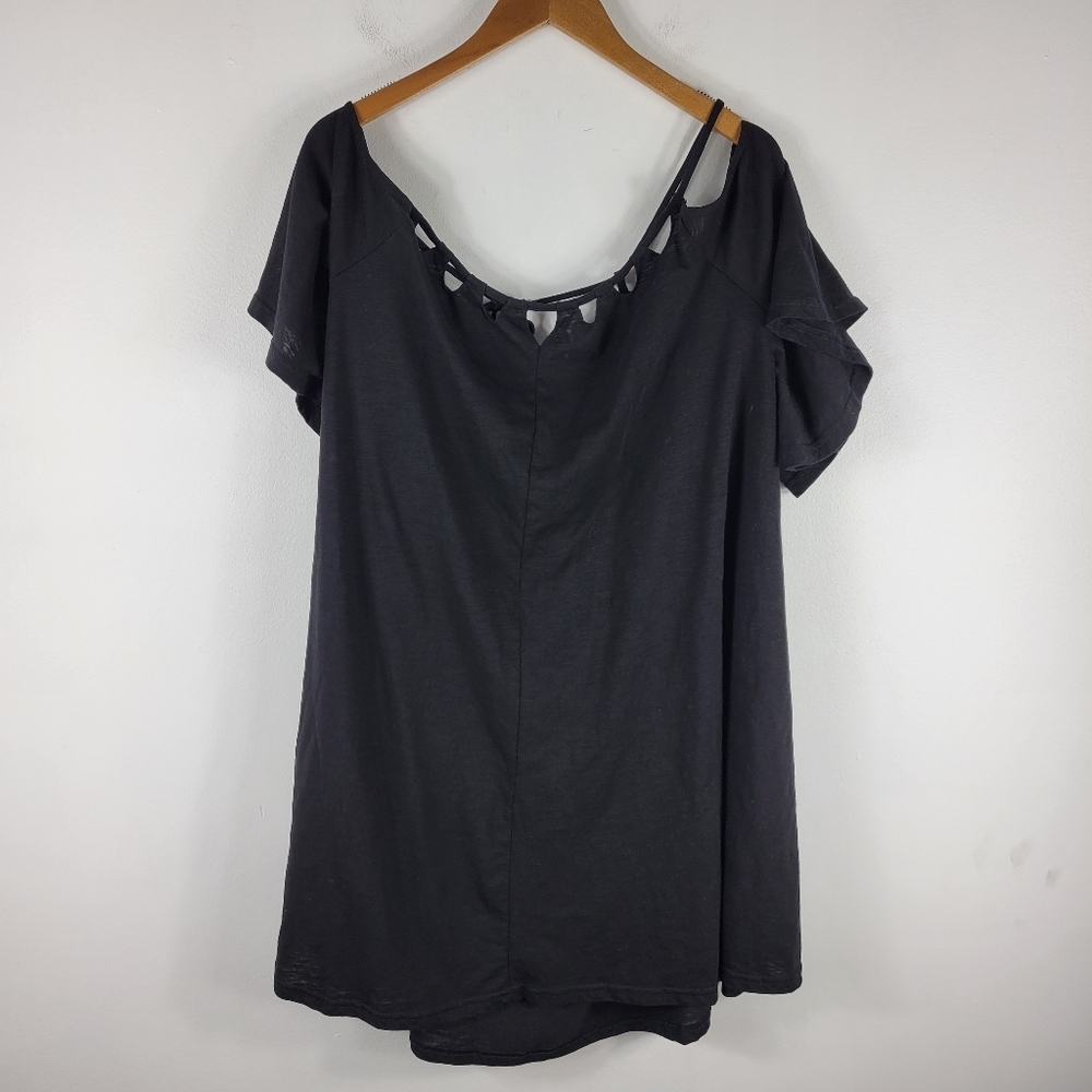 New City Chic Strappy Cutout Cold Shoulder A Line Knit Tunic Top